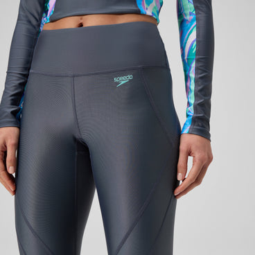 Women's Solid Panel 3/4 Leggings Grey