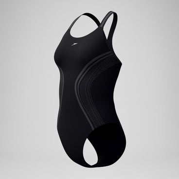Women's V Class Printed Performance Back Swimsuit Black