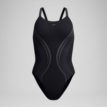 Women's V Class Printed Active Back Swimsuit Black