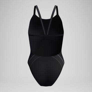 Women's V Class Printed Active Back Swimsuit Black