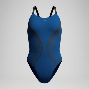 Women's V Class Printed Active Back Swimsuit Blue