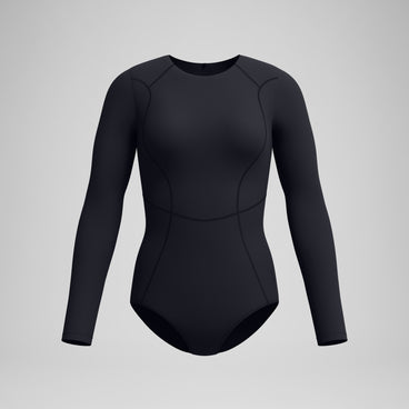 Women's Ocean Flex Long Sleeve Zip Swimsuit Black