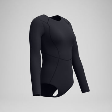 Women's Ocean Flex Long Sleeve Zip Swimsuit Black