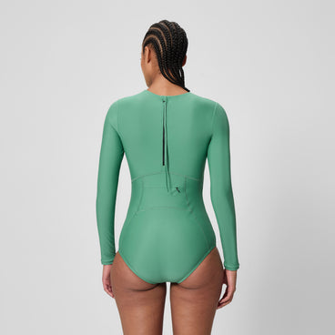 Women's Ocean Flex Long Sleeve Zip Swimsuit Green