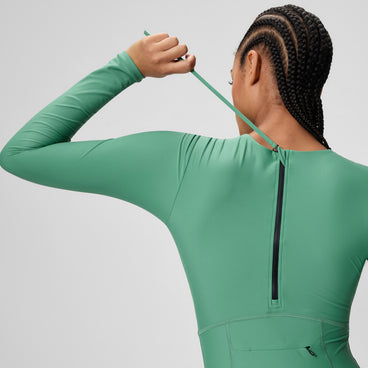 Women's Ocean Flex Long Sleeve Zip Swimsuit Green