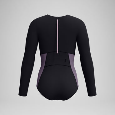 Women's Long Sleeve Zip Back Swimsuit Black/Dark Grey