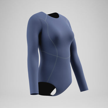 Women's Ocean Flex Long Sleeve Zip Swimsuit Grey/Blue