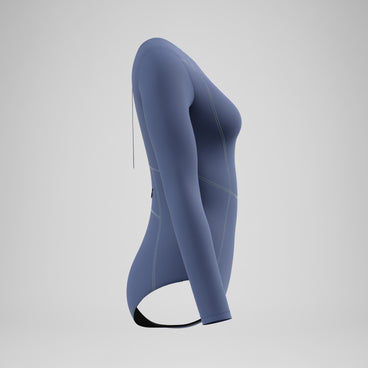 Women's Ocean Flex Long Sleeve Zip Swimsuit Grey/Blue