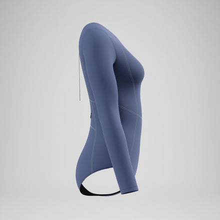 Women's Ocean Flex Long Sleeve Zip Swimsuit Grey/Blue
