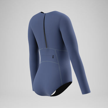 Women's Ocean Flex Long Sleeve Zip Swimsuit Grey/Blue