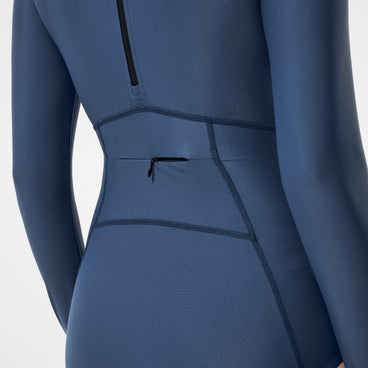 Women's Ocean Flex Long Sleeve Zip Swimsuit Grey/Blue