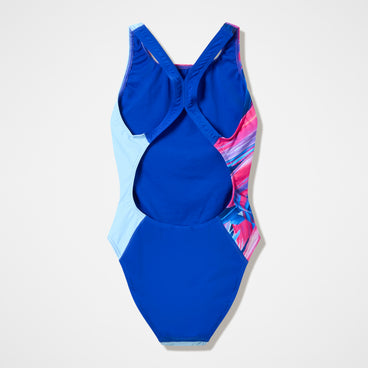 Women's Club Training Printed Powerback Swimsuit Blue/Pink