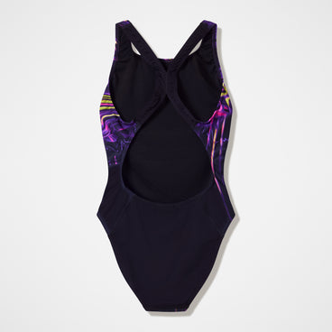 Women's Club Training Printed Powerback Swimsuit Purple/Black