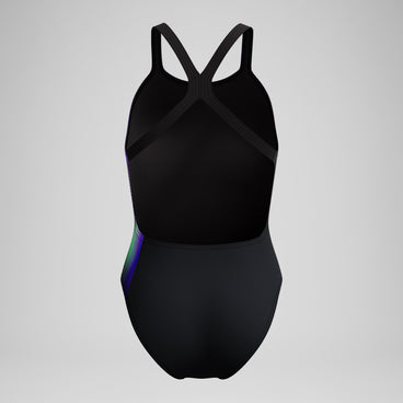 Women's Club Training Printed Powerback Swimsuit Black/Purple