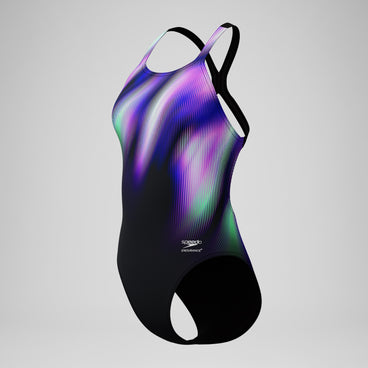 Women's Club Training Printed Powerback Swimsuit Black/Purple