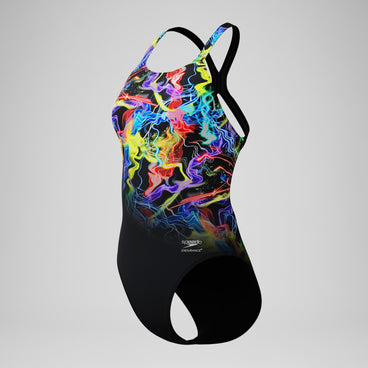 Women's Club Training Printed Powerback Swimsuit Black
