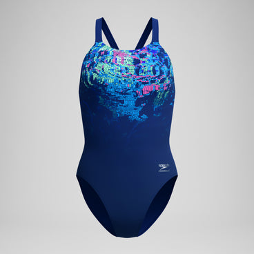 Women's Club Training Printed Leaderback Swimsuit Navy