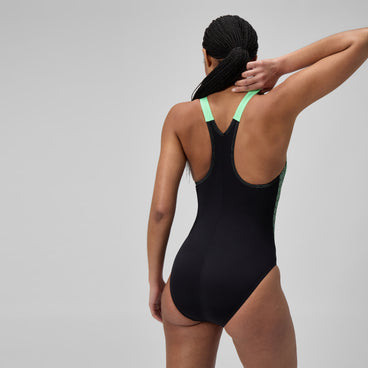 Women's Placement Laneback Swimsuit Black/Green