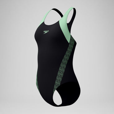 Women's Placement Laneback Swimsuit Black/Green