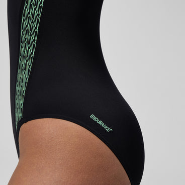 Women's Placement Laneback Swimsuit Black/Green