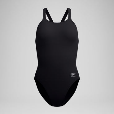 Women's Solid Leaderback Swimsuit Black