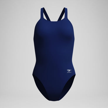 Women's Solid Leaderback Swimsuit Navy
