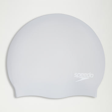 Unisex Long Hair Silicone Cap Silver/White