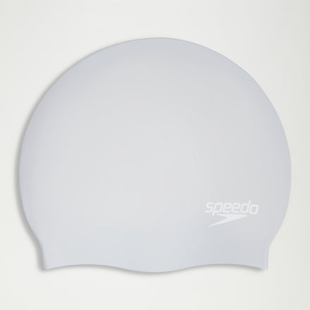Unisex Long Hair Silicone Cap Silver/White
