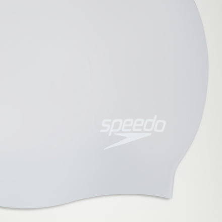 Unisex Long Hair Silicone Cap Silver/White