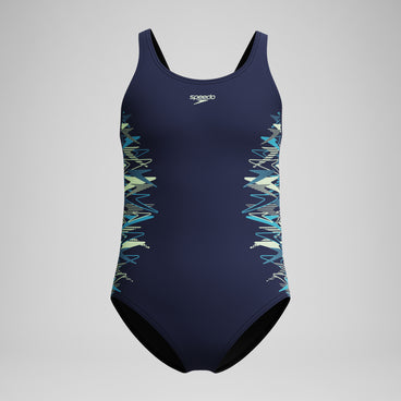 Girls Placement Muscleback Swimsuit Navy/Green