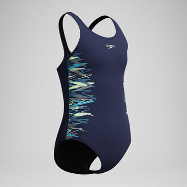 Girls Placement Muscleback Swimsuit Navy/Green