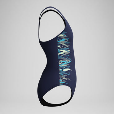 Girls Placement Muscleback Swimsuit Navy/Green