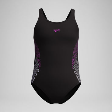 Girls' Placement Muscleback Swimsuit Black/Pink