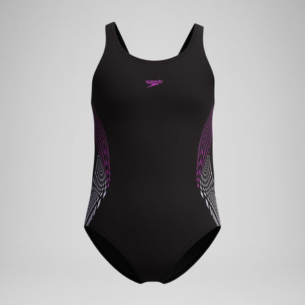 Girls' Placement Muscleback Swimsuit Black/Pink