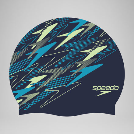 Adult Printed Silicone Cap Teal/Blue