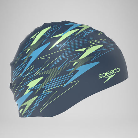 Adult Printed Silicone Cap Teal/Blue