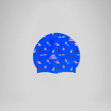 Adult Silicone Printed Cap Blue