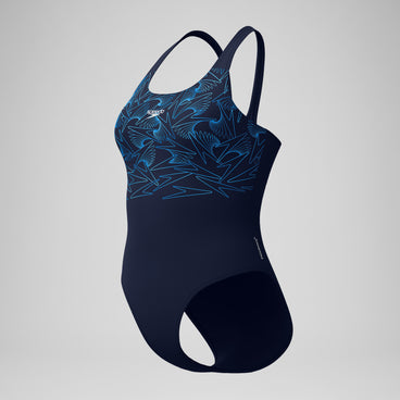 Women's Hyperboom Placement Muscleback Swimsuit Navy/Blue