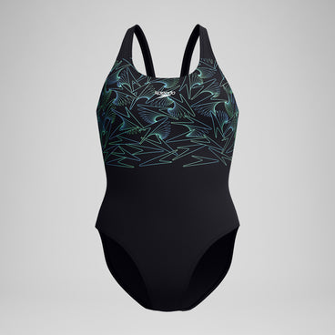 Women's Hyperboom Placement Muscleback Swimsuit Black/Green