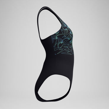 Women's Hyperboom Placement Muscleback Swimsuit Black/Green