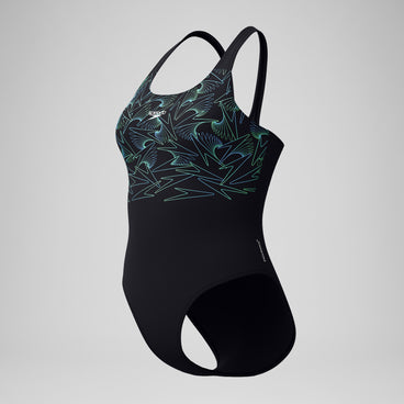 Women's Hyperboom Placement Muscleback Swimsuit Black/Green