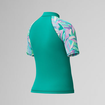 Girls Short Sleeve Rashguard Turquoise