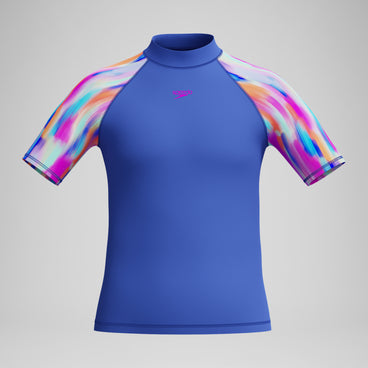 Girls' Printed Short Sleeve Sun Top Blue/Pink