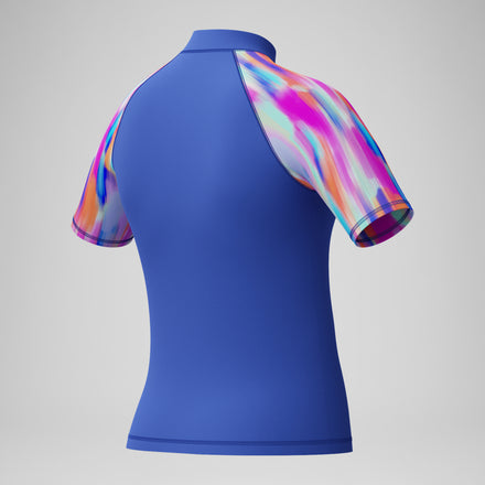 Girls' Printed Short Sleeve Sun Top Blue/Pink