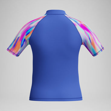 Girls' Printed Short Sleeve Sun Top Blue/Pink