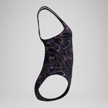 Women's Hyperboom Medalist Allover Print Swimsuit Black/Peach