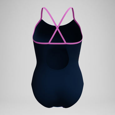 Women's Club Training Printed Fixed Crossback Swimsuit Navy/Green