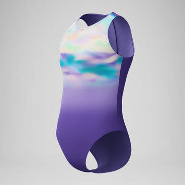 Girls Printed Hydrasuit Purple/Green