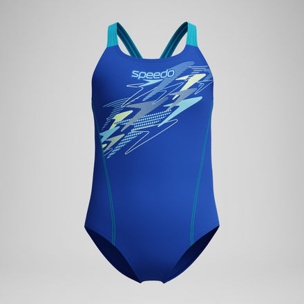 Girls Medley Logo Medalist Swimsuit Blue/Blue