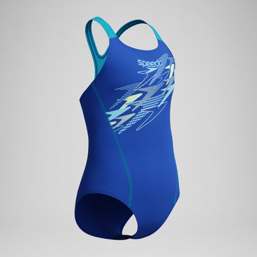 Girls Medley Logo Medalist Swimsuit Blue/Blue